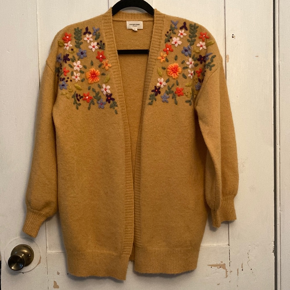Floral embroidered sweater